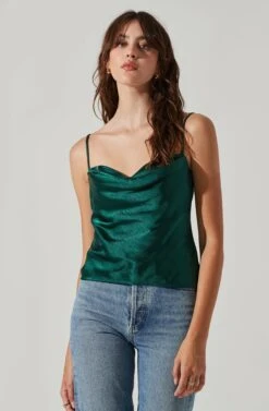 Satin Cowl Neck Cami 18 Satin Cowl Neck Cami -Outlet Cozi Luxe Store AT17502 GREEN 2