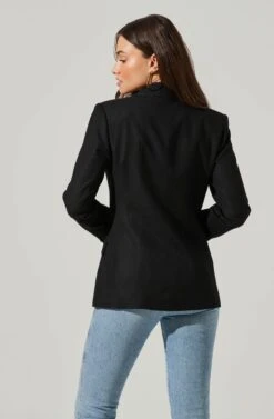 Fitted Buttoned Blazer -Outlet Cozi Luxe Store AT17557 BLACK 5
