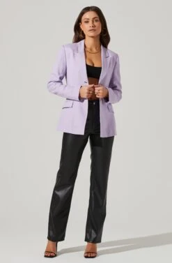 Fitted Buttoned Blazer -Outlet Cozi Luxe Store AT17557 LILAC 2