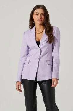 Fitted Buttoned Blazer -Outlet Cozi Luxe Store AT17557 LILAC 3