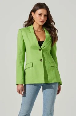 Fitted Buttoned Blazer -Outlet Cozi Luxe Store AT17557 LIME 3