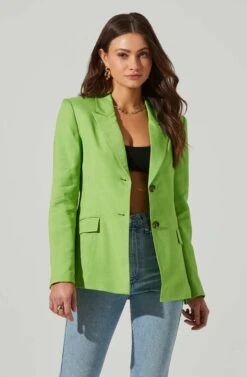 Fitted Buttoned Blazer -Outlet Cozi Luxe Store AT17557 LIME 4