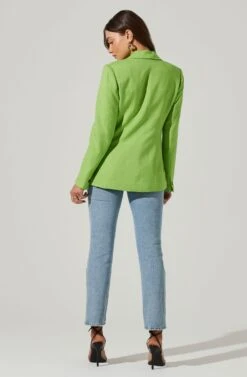 Fitted Buttoned Blazer -Outlet Cozi Luxe Store AT17557 LIME 6