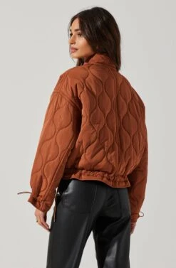 Dalia Quilted Cinched Jacket -Outlet Cozi Luxe Store AT17586 BROWN 3