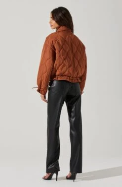Dalia Quilted Cinched Jacket -Outlet Cozi Luxe Store AT17586 BROWN 4