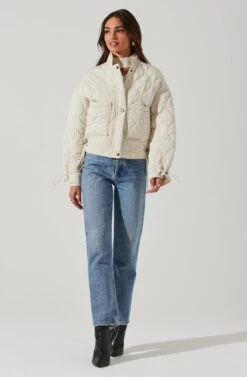 Dalia Quilted Cinched Jacket -Outlet Cozi Luxe Store AT17586 EGGSHELL 2