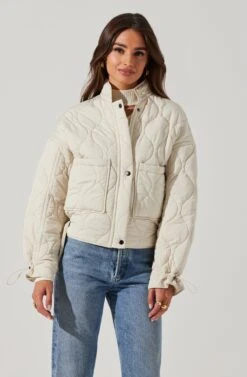 Dalia Quilted Cinched Jacket -Outlet Cozi Luxe Store AT17586 EGGSHELL 4