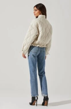 Dalia Quilted Cinched Jacket -Outlet Cozi Luxe Store AT17586 EGGSHELL 6