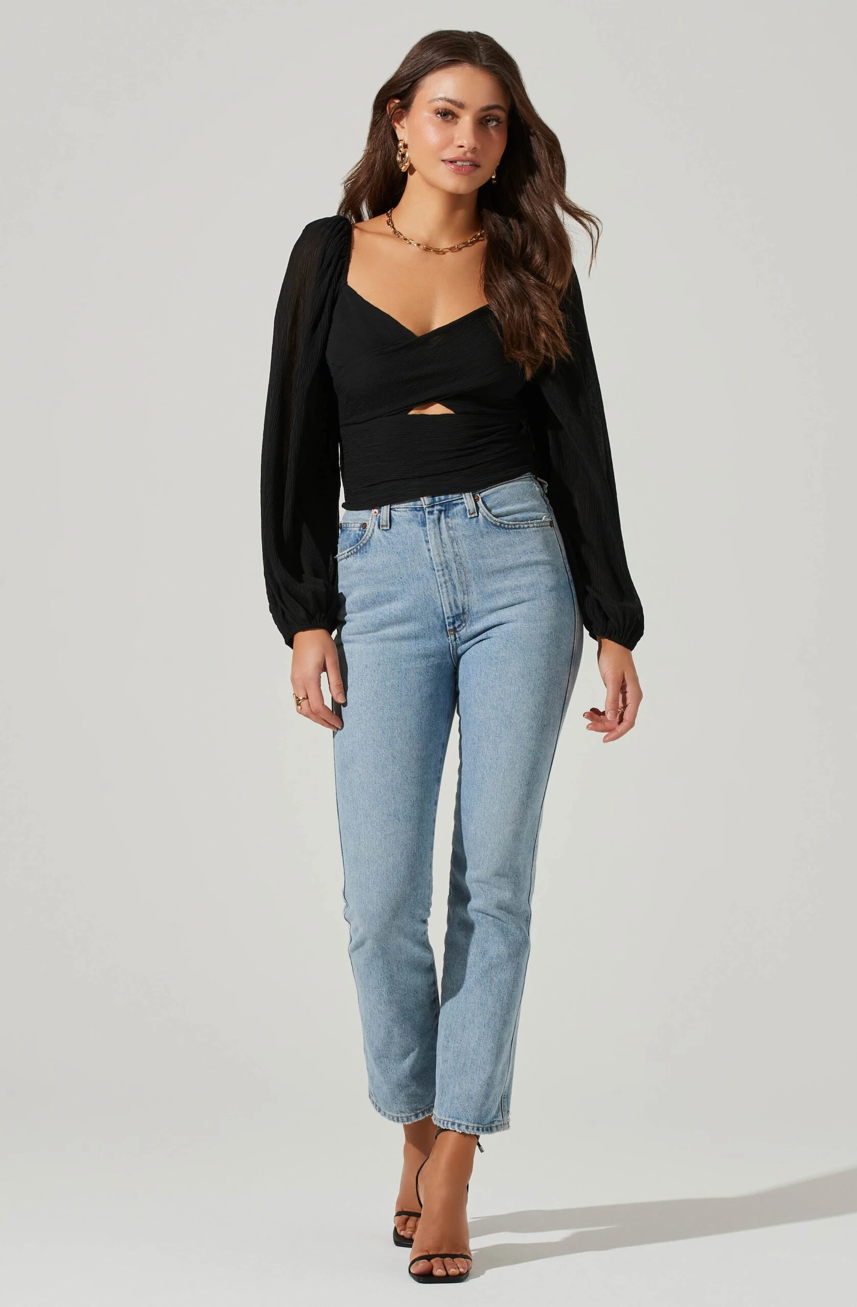 Long Sleeve Plisse Cross Bust Top 4 Long Sleeve Plisse Cross Bust Top - Image 2