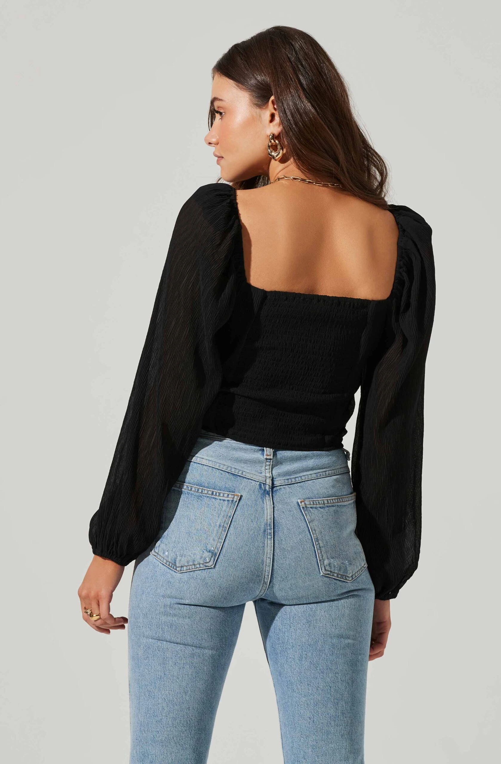 Long Sleeve Plisse Cross Bust Top 7 Long Sleeve Plisse Cross Bust Top - Image 5