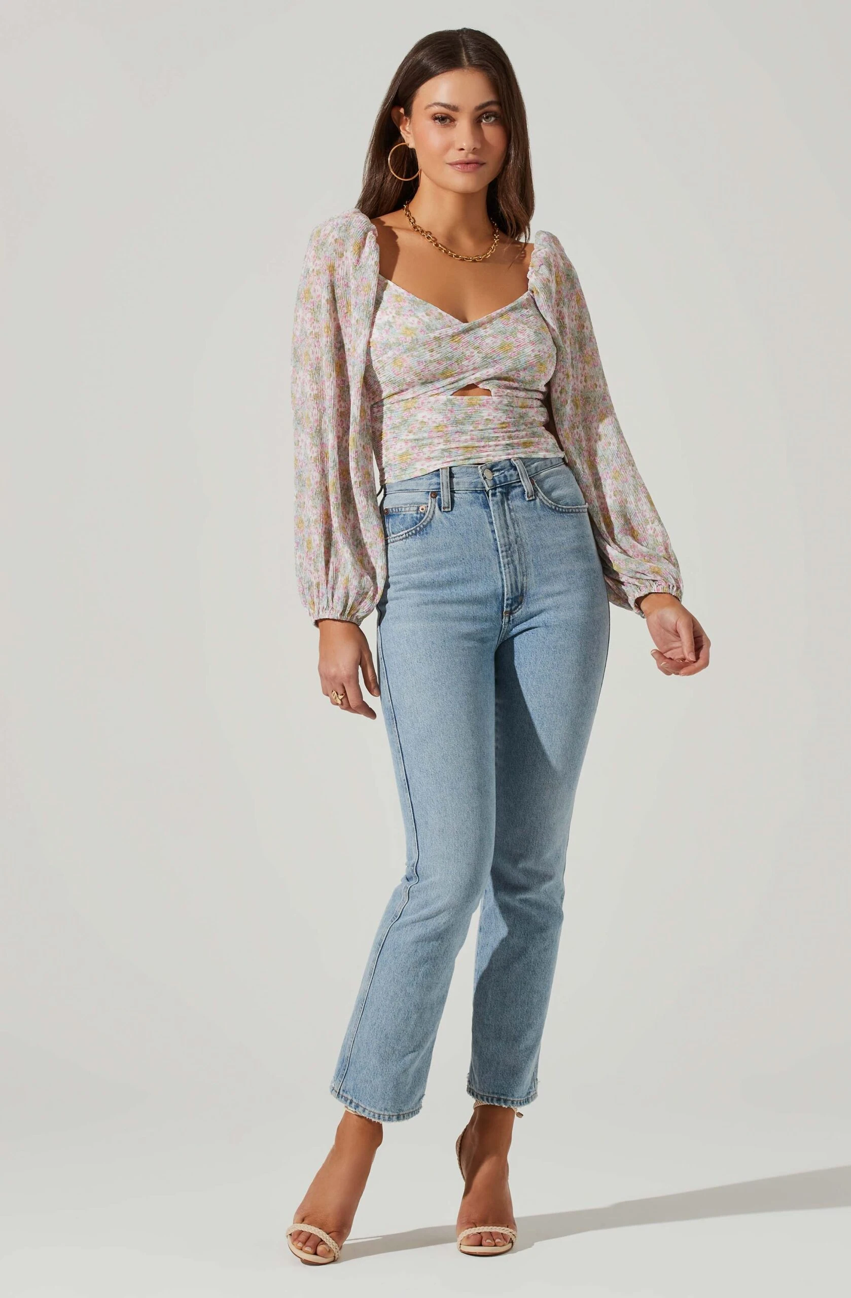 Long Sleeve Plisse Cross Bust Top 14 Long Sleeve Plisse Cross Bust Top - Image 12