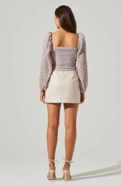 Long Sleeve Plisse Cross Bust Top 23 Long Sleeve Plisse Cross Bust Top -Outlet Cozi Luxe Store AT17587 PURPLEDITSY 4