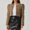 Lucia Quilted Cropped Puff Sleeve Jacket -Outlet Cozi Luxe Store AT17627 LIGHTOLIVE 2