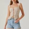 Lace Up Floral Cami Top -Outlet Cozi Luxe Store AT17712 CORALCREAMDITSY 4