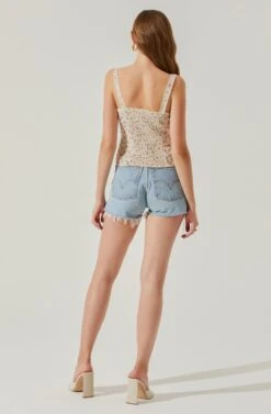Lace Up Floral Cami Top -Outlet Cozi Luxe Store AT17712 CORALCREAMDITSY 5