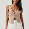 Crochet Front Tie Flyaway Top 1 Crochet Front Tie Flyaway Top -Outlet Cozi Luxe Store AT17713 TAUPE 3