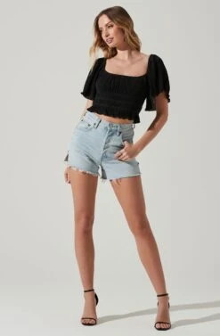 Flutter Sleeve Lace Back Top -Outlet Cozi Luxe Store AT17716 BLACK 2