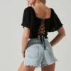 Flutter Sleeve Lace Back Top -Outlet Cozi Luxe Store AT17716 BLACK 5
