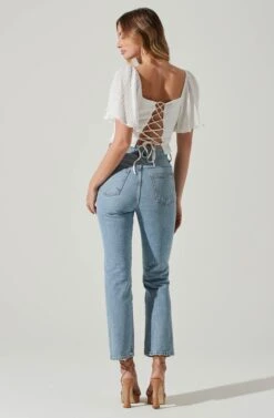 Flutter Sleeve Lace Back Top -Outlet Cozi Luxe Store AT17716 IVORY 1 6