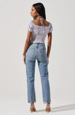 Smocked Halter Tie Floral Top -Outlet Cozi Luxe Store AT17777 BLUELAVENDERFLORAL 4 2