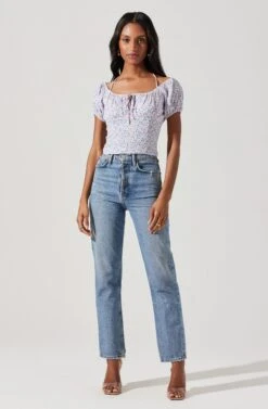 Smocked Halter Tie Floral Top -Outlet Cozi Luxe Store AT17777 BLUELAVENDERFLORAL 4 4