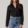 Tie Back Corset Button Up Top 1 Tie Back Corset Button Up Top -Outlet Cozi Luxe Store AT17840 BLACK 6