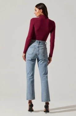 Asymmetrical Pleated Cutout Mock Neck Top 22 Asymmetrical Pleated Cutout Mock Neck Top -Outlet Cozi Luxe Store AT17934 BERRY 5