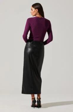 Twist Neck Cutout Sweater -Outlet Cozi Luxe Store AT17944 PLUM 6