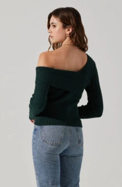 Asymmetrical Foldover Sweater -Outlet Cozi Luxe Store AT18062 DEEPGREEN 6