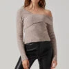 Asymmetrical Foldover Sweater -Outlet Cozi Luxe Store AT18062 TAUPE 4