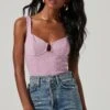 Aria Gingham Print Bustier Bodysuit -Outlet Cozi Luxe Store ATI5936JC PINK PURPLE 0965