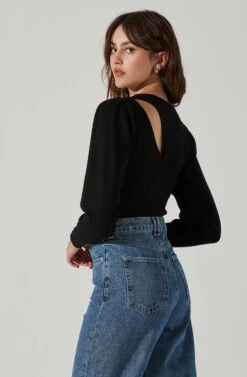 Asymmetrical Top With Long Sleeves -Outlet Cozi Luxe Store LT17450 FCI BLACK 4