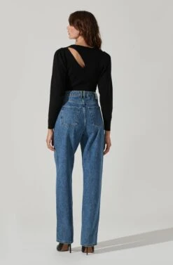 Asymmetrical Top With Long Sleeves -Outlet Cozi Luxe Store LT17450 FCI BLACK 5