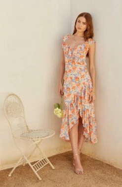 Mahalia Floral Sweetheart Ruffle Midi Dress 17 Mahalia Floral Sweetheart Ruffle Midi Dress -Outlet Cozi Luxe Store MAY SummerWeddingRefresh 5.4 7329
