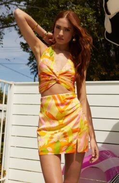 Arza Abstract Print Mini Skirt -Outlet Cozi Luxe Store MyronPalms 3851