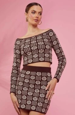 Freja Floral Knit Mini Skirt 11 Freja Floral Knit Mini Skirt -Outlet Cozi Luxe Store RESORT 1286