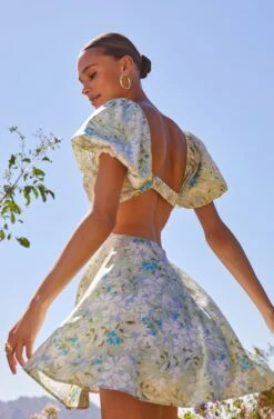 Clarita Floral Cutout Puff Sleeve Mini Dress -Outlet Cozi Luxe Store Shoot 3680